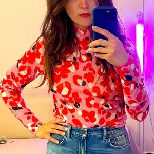 Bright patterned floral turtleneck